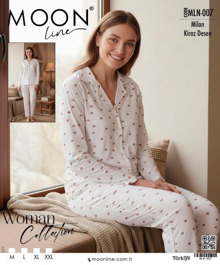 بيجامة كرز بزرار🍒