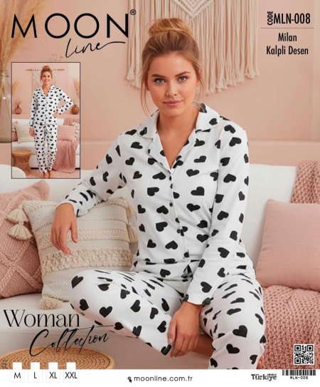 بيجامة قلوب ارضيه بيضه🤍