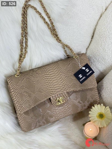 حقيبة شانيل كلاسيك فلاب جلد الثعبان قاعدة 32سم لون بيج
