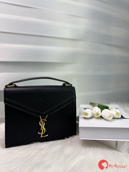 حقيبة YSL مختومة لون اسود هاردوير ذهبي قاعدة 24 سم مع علبة