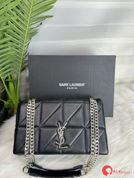 كروس YSL مختومة لون اسود هاردوير فضي قاعدة 25 سم مع علبة
