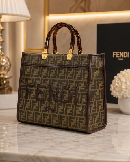 حقيبة FENDI بلون البني الكلاسيكي مختومة ماستر كوبي
