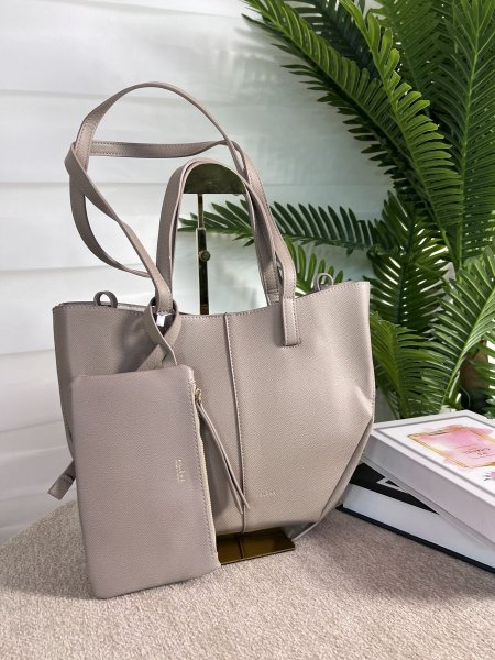 حقيبة بولين مختومه بلون الرمادي